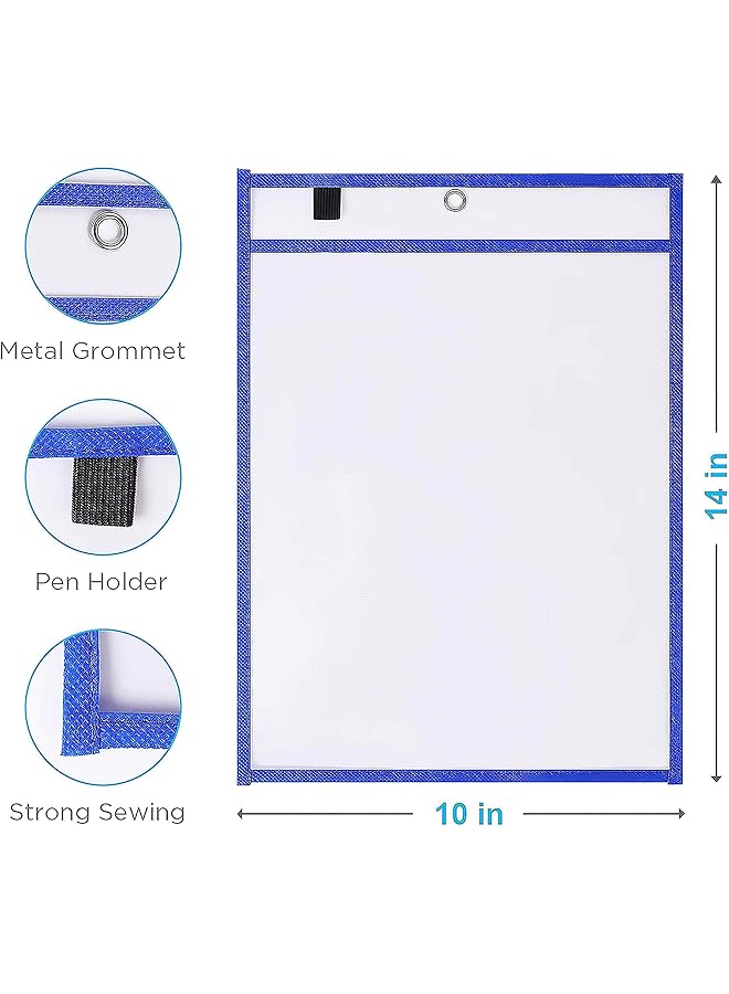 erorex Dry Erase Pockets Clear Reusable Plastic Sleeves Assorted Colors Special Design Waterproof Pocket For Classroom School Office Home For Teachers Students Home Offices And More.  - Image 3