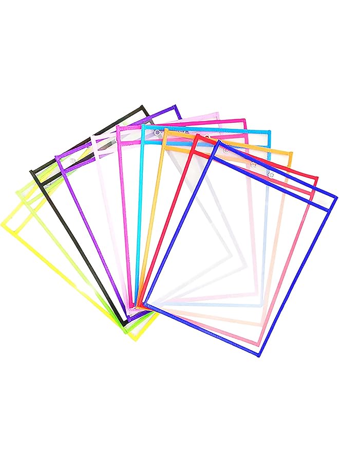 erorex Dry Erase Pockets Clear Reusable Plastic Sleeves Assorted Colors Special Design Waterproof Pocket For Classroom School Office Home For Teachers Students Home Offices And More.  - Image 1