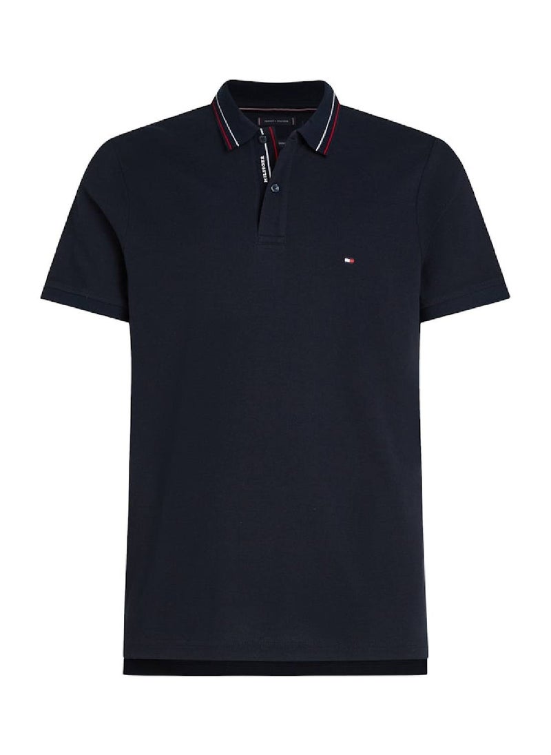 TOMMY HILFIGER Men's Regular Fit Tipped Collar Polo Shirt - Cotton, Blue  - Image 3