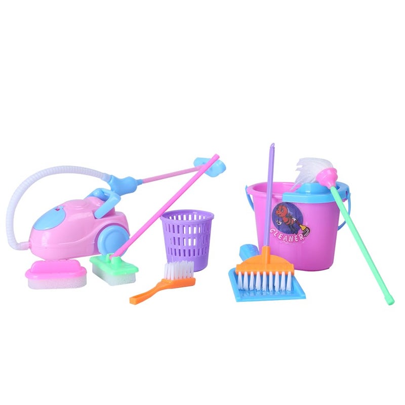 E-TING Miniature Mop Dust Pan, Brush, Broom, Plastic Bucket Doll Housework Cleaning Supplies Tools Set Dollhouse Furniture Decoration Accessories for 7-11.5 inch Dolls Accessories, Multicolored - Image 2