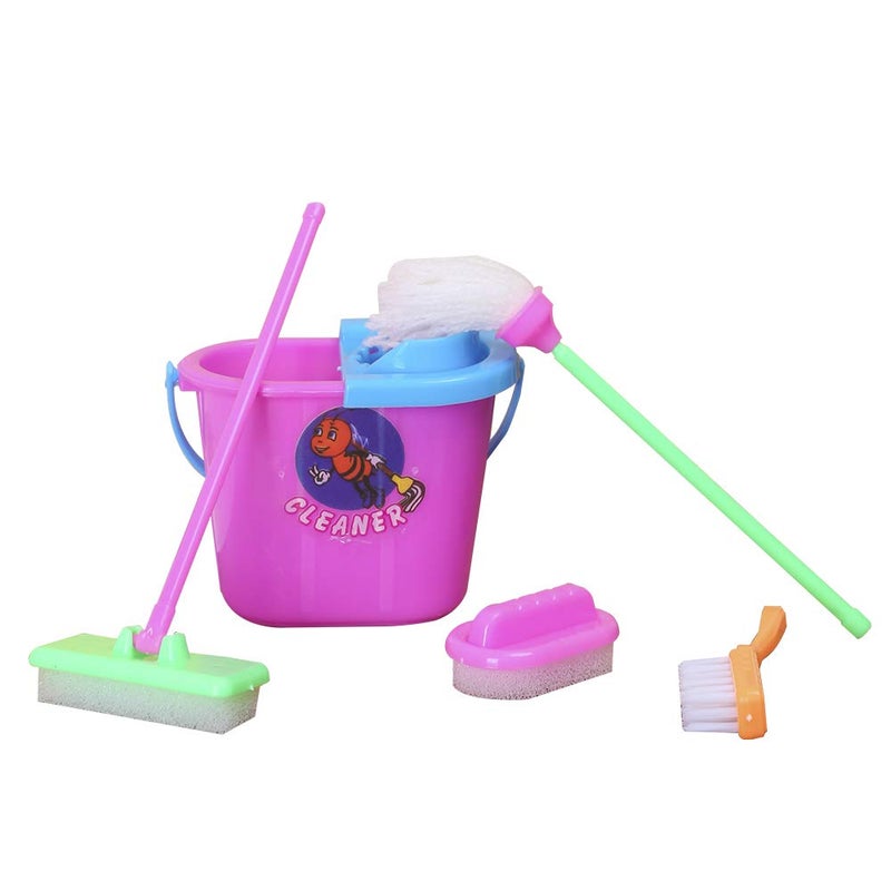 E-TING Miniature Mop Dust Pan, Brush, Broom, Plastic Bucket Doll Housework Cleaning Supplies Tools Set Dollhouse Furniture Decoration Accessories for 7-11.5 inch Dolls Accessories, Multicolored - Image 3