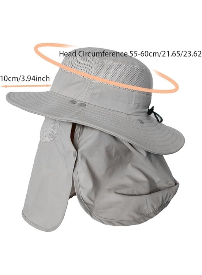Sun Hat Bucket Hats for Men Women,Outdoor Wide Brim Fishing Hat with Detachable Face Cover & Neck Flap UV Protection - Image 5