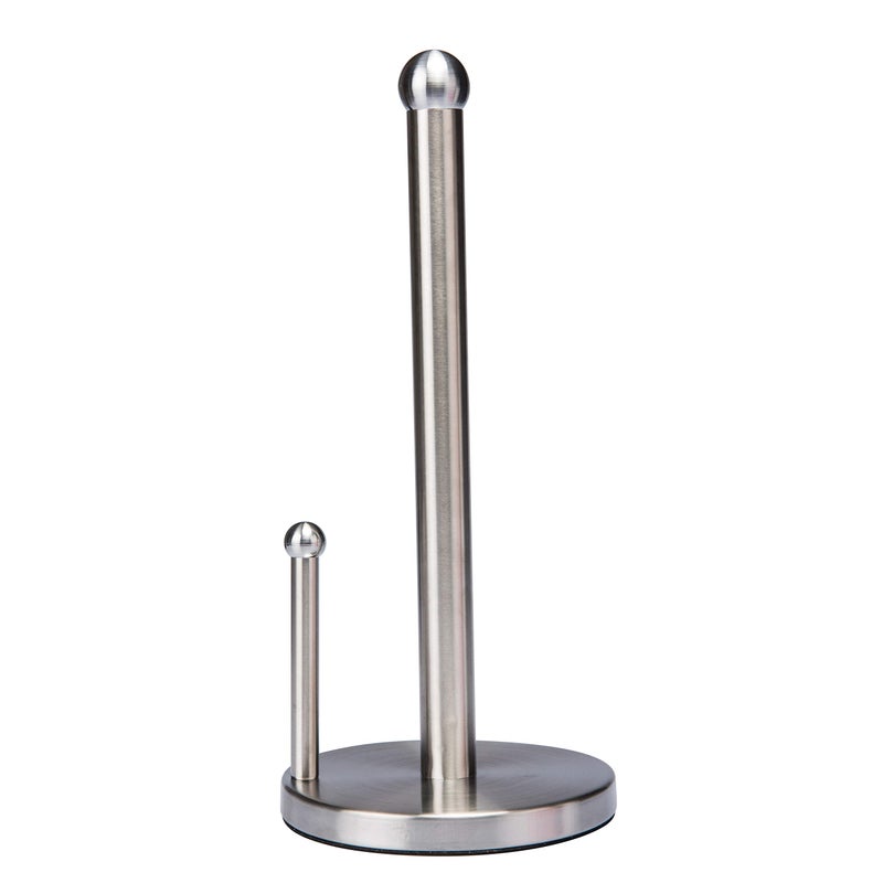 Kitchen Details Countertop Single Tear Paper Towel Holder Free Standing Weighted Bottom Holds Standard Rolls Dispenser Bar Prevents Unraveling Stainless Steel