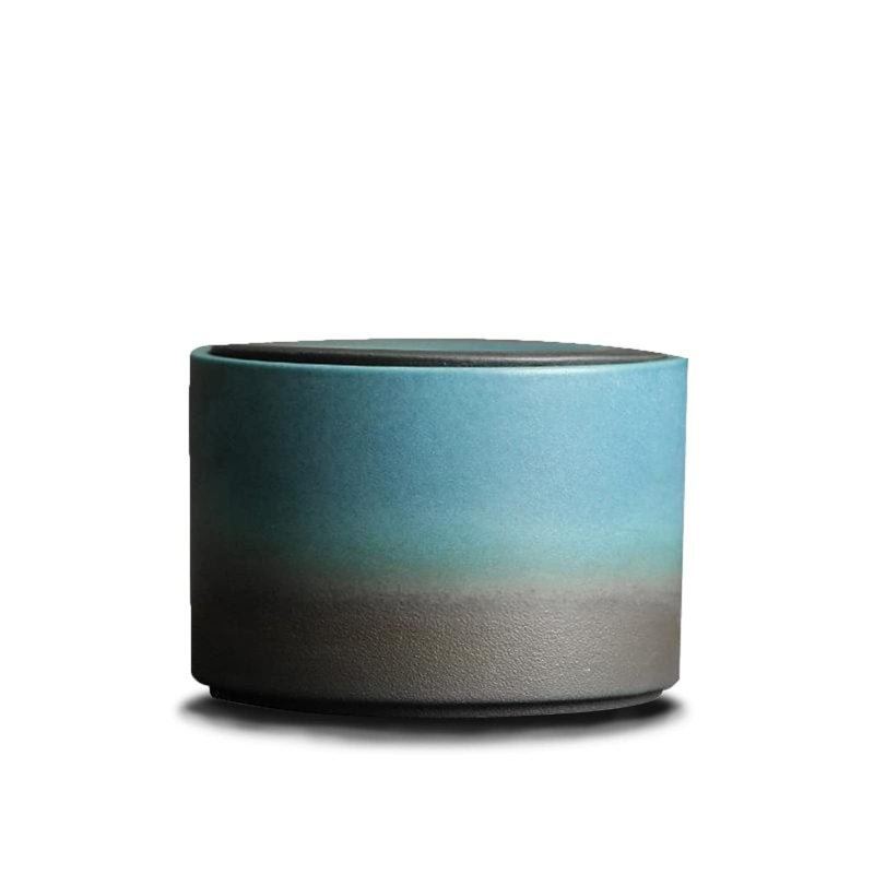 Ceramic Ashtray With Lid: 4.5 X 4.5 X 3.1 Inches 500 Ml Blue Handmade Windproof Heat Resistant Easy Clean Stable Base - Luxury Decorative Ashtray for Indoor Outdoor Patio Home Cafe Cigar Cigarette Lov - Image 1