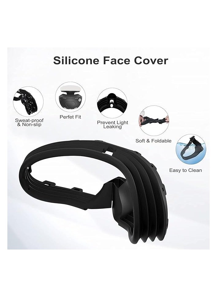 PROMASS Protector Cover Set , Silicone Headset Cover & Face Cushion Cover Pad & Lens Dust Cover & 2 Pack Controller Thumb Grips, Sweatproof and Washable  - Image 3
