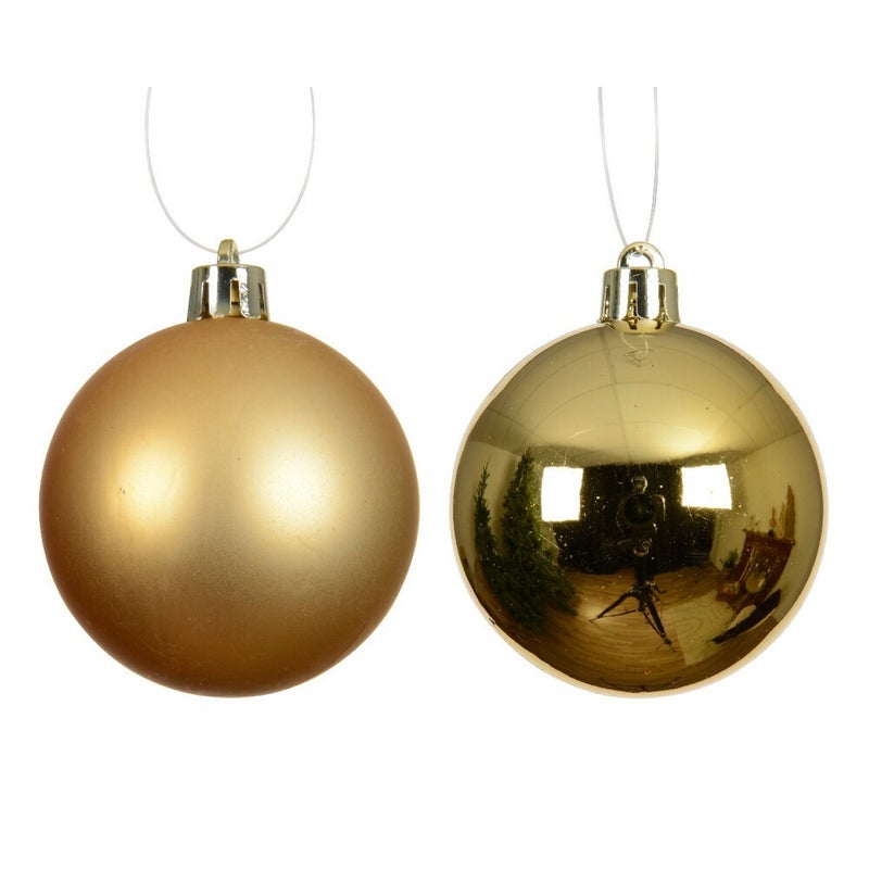 Kaemingk كرات عيد الميلاد الذهبية الفاخرة من كامينغك، تشطيب لامع ومطفأ، مجموعة زينة شجرة عيد الميلاد الفاخرة - 4 قطع (10 سم) - Image 2