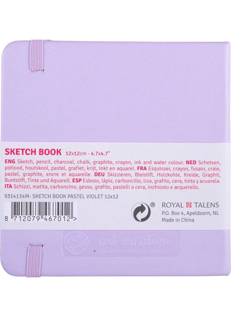 Talens Sketchbook Hard Cover Sketch Drawing Book 12 x 12 cm 140 gr 80 Yp Pastel Lilac  - Image 2
