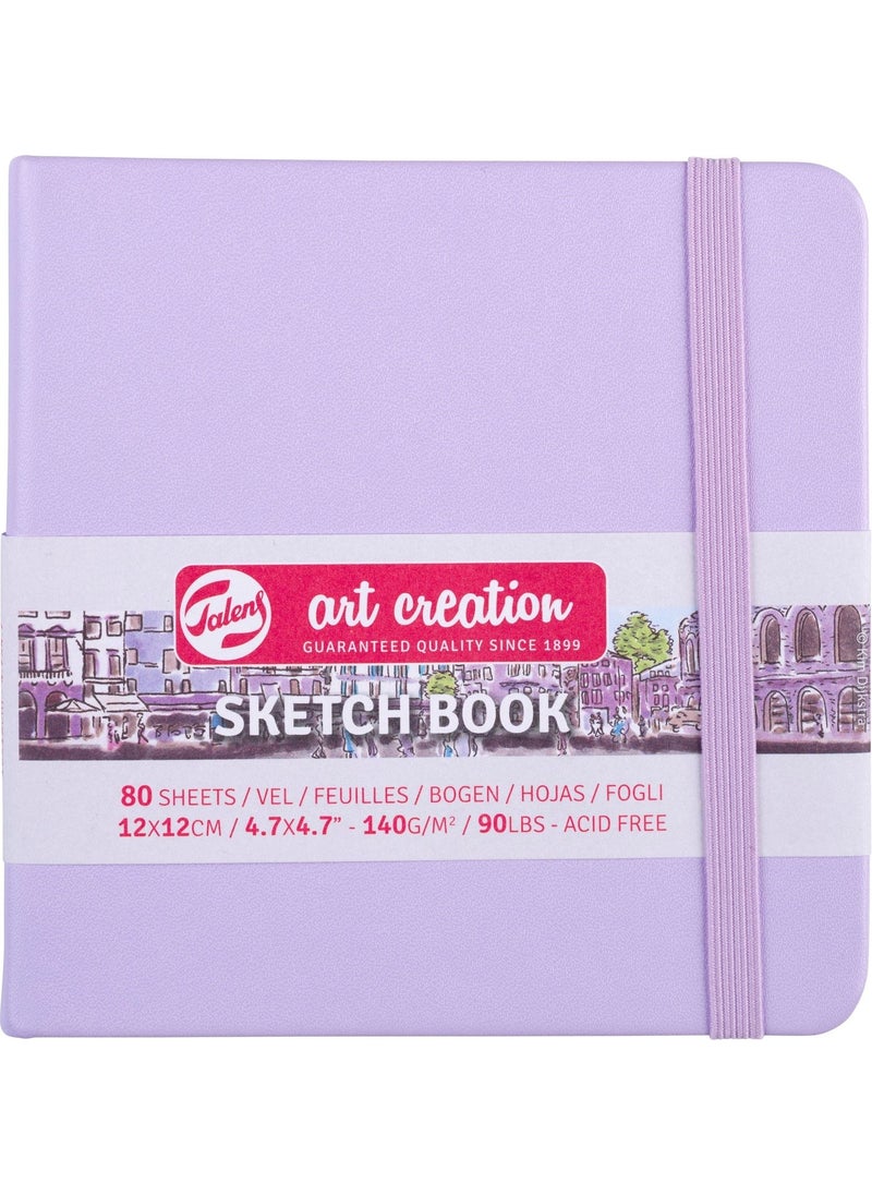 Talens Sketchbook Hard Cover Sketch Drawing Book 12 x 12 cm 140 gr 80 Yp Pastel Lilac  - Image 1
