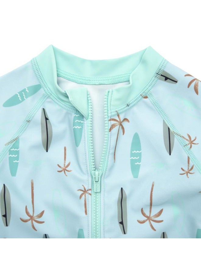 Gerber Baby Boy's Toddler Long Sleeve One Piece Sun Protection Rashguard Swimsuit, Surfboard - Image 3