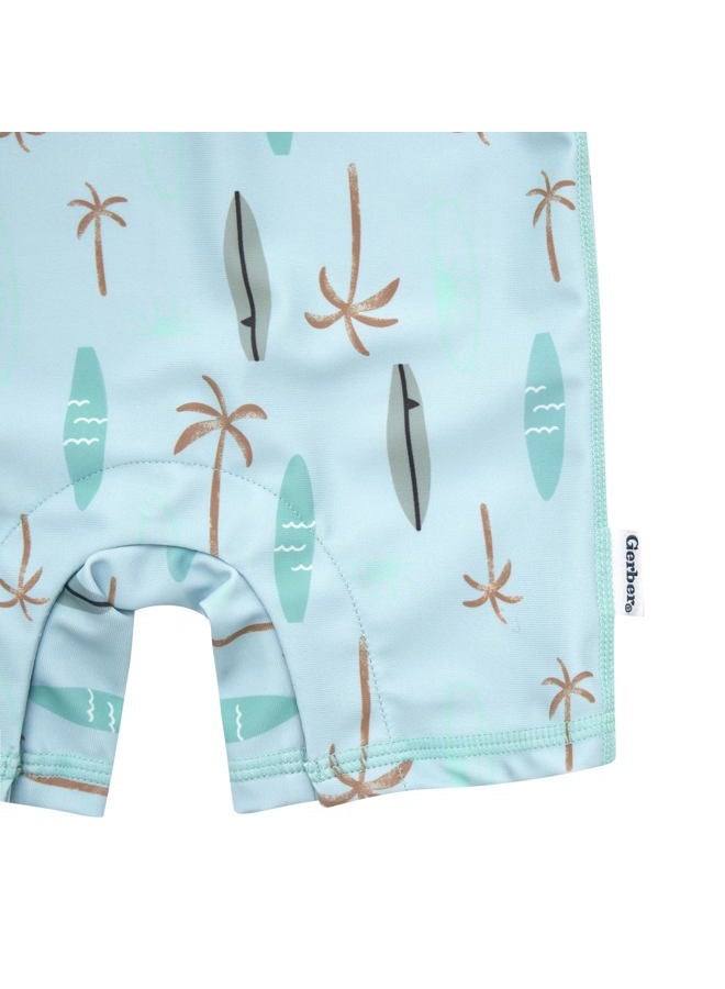 Gerber Baby Boy's Toddler Long Sleeve One Piece Sun Protection Rashguard Swimsuit, Surfboard - Image 4