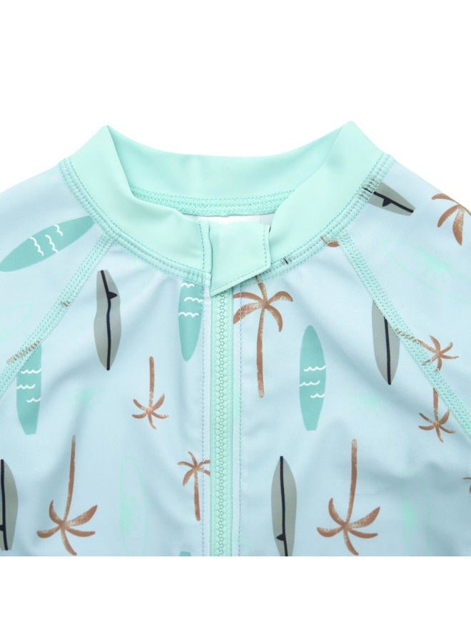 Gerber Baby Boy's Toddler Long Sleeve One Piece Sun Protection Rashguard Swimsuit, Surfboard - Image 2