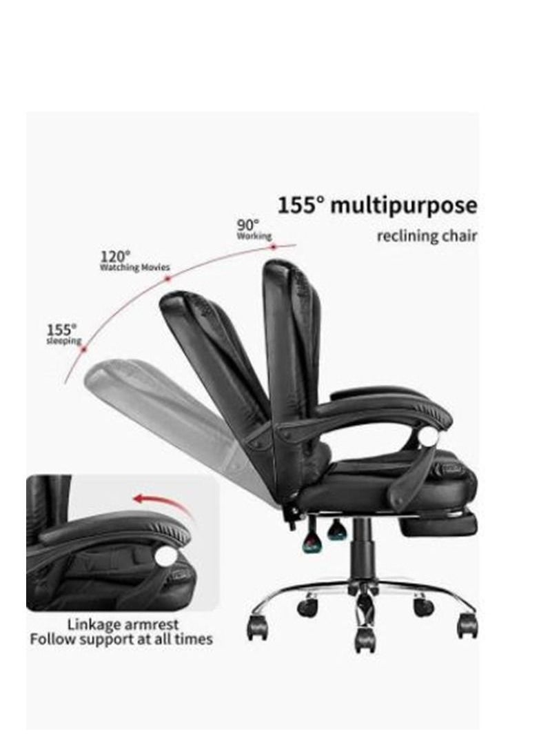 Generic - Adjustable Executive Office Chair Reclining High Back Office Chair Big Tall Leather Executive Office Chair Ergonomic Swivel Task Chair with Footrest Comfy Seat Cushion Swivel Chairs for Home Office - Image 1