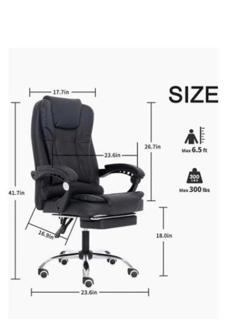 Generic - Adjustable Executive Office Chair Reclining High Back Office Chair Big Tall Leather Executive Office Chair Ergonomic Swivel Task Chair with Footrest Comfy Seat Cushion Swivel Chairs for Home Office - Image 1