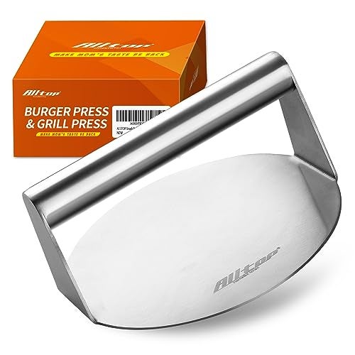 ALL-TOP ALLTOP Smash Burger Press -Grill Essential,Stainless Steel Non-Stick Smasher Hamburger Press -Patty Maker for Flat Top Griddle,Grill,BBQ - Round Kitchen Tool (5.5 Inch) - Image 1