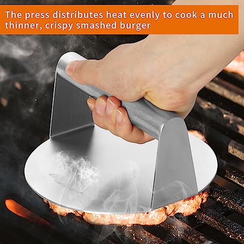 ALL-TOP ALLTOP Smash Burger Press -Grill Essential,Stainless Steel Non-Stick Smasher Hamburger Press -Patty Maker for Flat Top Griddle,Grill,BBQ - Round Kitchen Tool (5.5 Inch) - Image 2