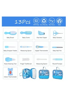 Generic 13 Piece Baby Grooming Kit, Baby Care Products & Nail Trimmer, 1st Baby Shower Gift Includes Thermometer, Comb & Medicine Dispenser, Safety & Healthcare Kit (Blue)  - Image 5