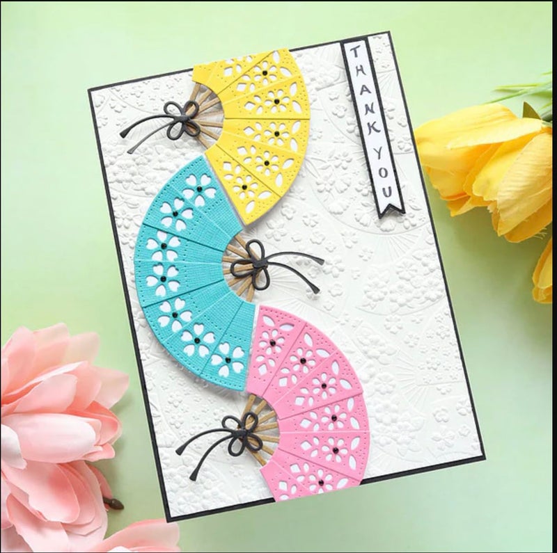 Spellbinders Alex Syberia Designs Floral Fans 3D Embossing Folder, 5.5x8.5 inches from The Springtime in Kyoto Collection - Image 4