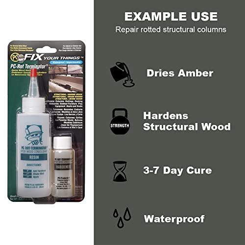 PC Products PC-Rot Terminator Epoxy Wood Hardener, Two-Part 24oz in Two Bottles, Amber 240618 - Image 2