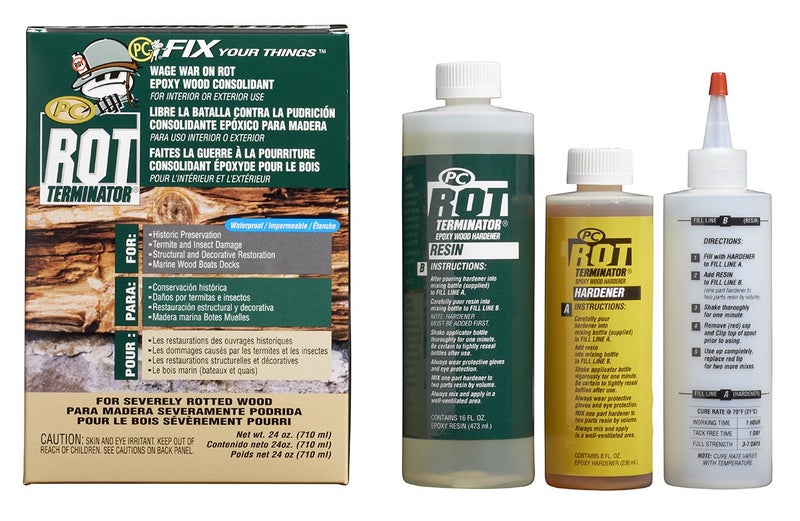 PC Products PC-Rot Terminator Epoxy Wood Hardener, Two-Part 24oz in Two Bottles, Amber 240618 - Image 1
