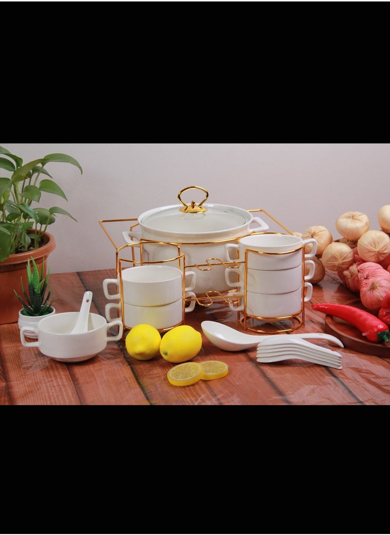 Generic - A set of soup, bowls, spoons and stand, ideal for lovers of taste and occasions, a sophisticated royal touch. - Image 1