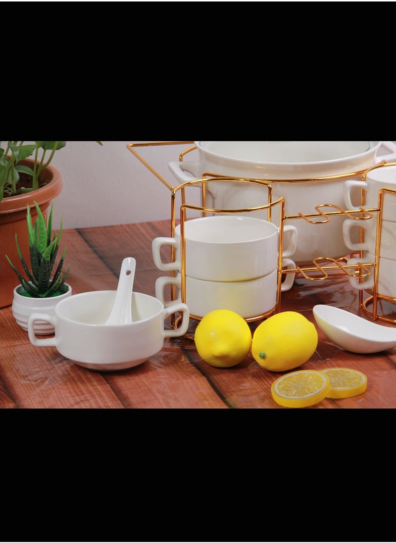 Generic - A set of soup, bowls, spoons and stand, ideal for lovers of taste and occasions, a sophisticated royal touch. - Image 1