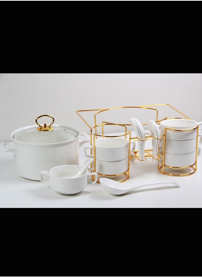 Generic - A set of soup, bowls, spoons and stand, ideal for lovers of taste and occasions, a sophisticated royal touch. - Image 1