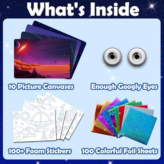 FOIL FUN ART KIT FOR KIDS: FOIL ART CRAFTS PLANET SPACE GIFT FOR 4 5 6 7 8 9 YEAR OLD GIRLS MESS FREE ART AND CRAFT SUPPLIES FOR KID ACTIVITY KITS TRAVEL TOYS CHRISTMAS BIRTHDAY EASTER GIFTS - Image 5