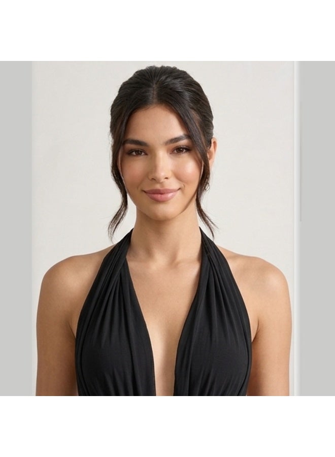 Caprisious Ethereal Deep-V Halter Mini Dress with Lace Waist Detail - Image 3