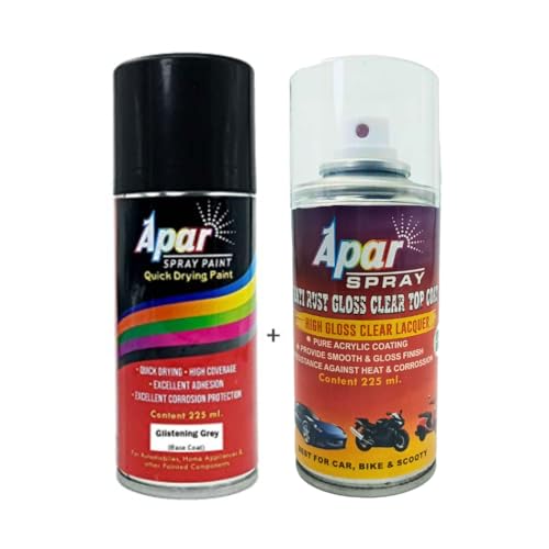 APAR Spray Paint Glisteninig Grey (RC Colour Name) +GC Compatible for Maruti Cars -225 ml (Pack of 2-Pcs) - Image 1