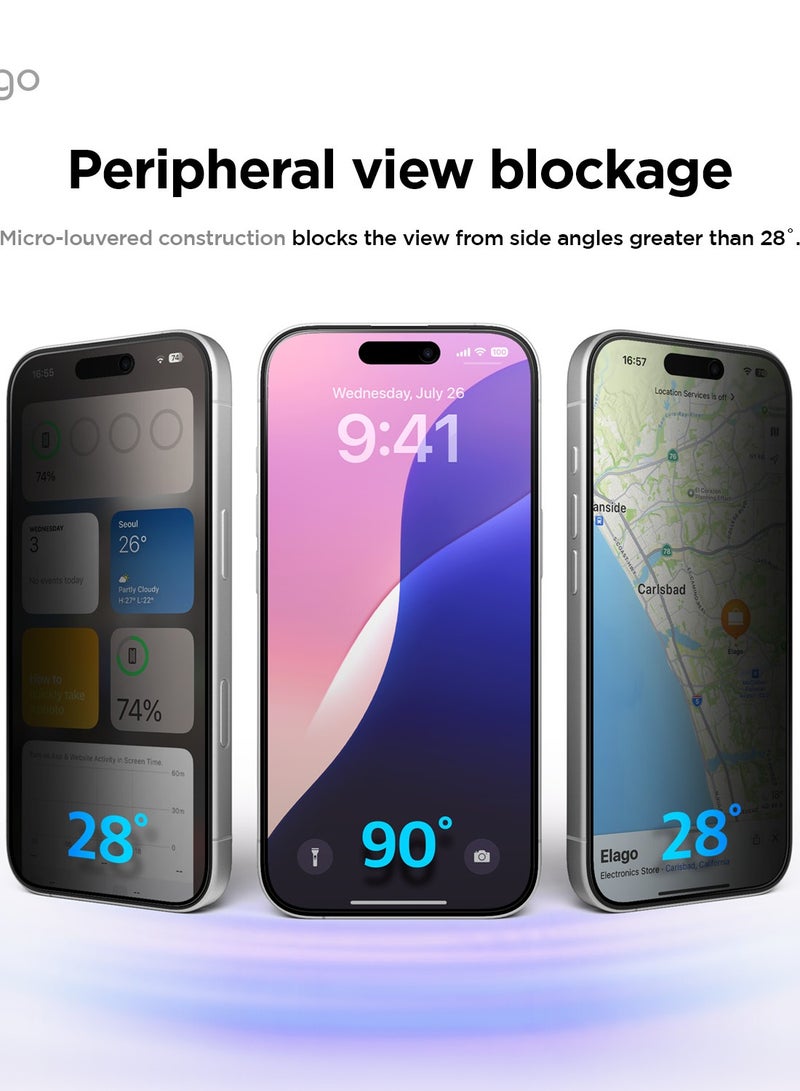 Elago Privacy Tempered Glass for iPhone 16 Pro MAX (2024) Screen Protector - [1 Pack] - Image 3