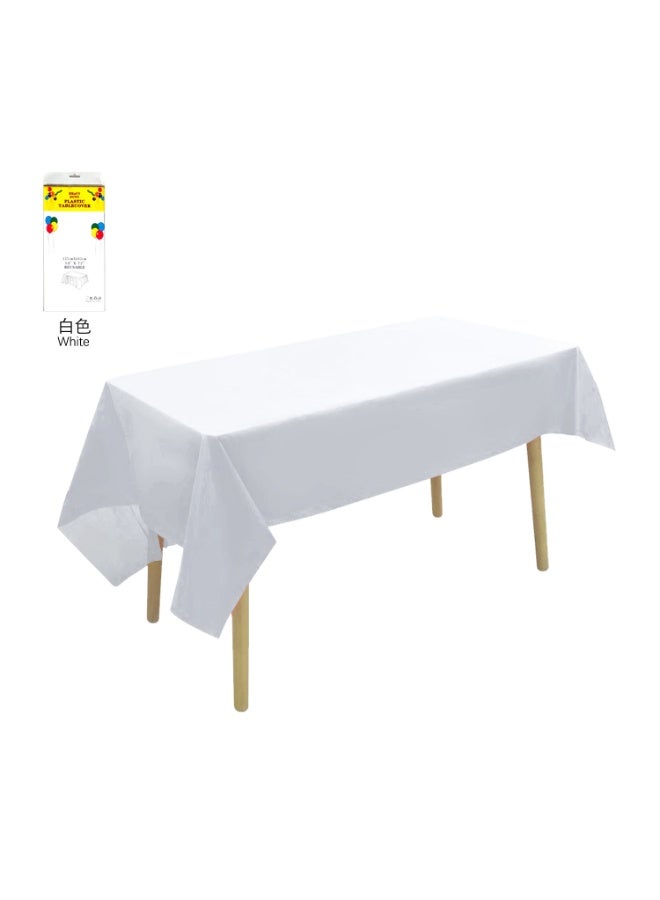 سان يي قطعتان من مفارش الطاولة البلاستيكية البيضاء 54 × 108 بوصة، مفارش طاولة مستعملة مرة واحدة مستطيلة للحفلات - Image 1
