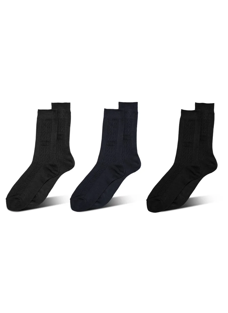 AMPM MEN'S FORMAL SOCKS (PACK OF 3) - BLACK, NAVY BLUE, GREY