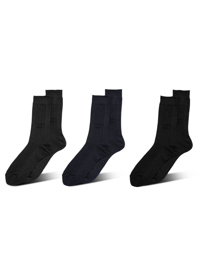 أيه إم بي إم جوارب رسمية للرجال (عبوة من 3) - أسود، أزرق داكن، رمادي - Image 1