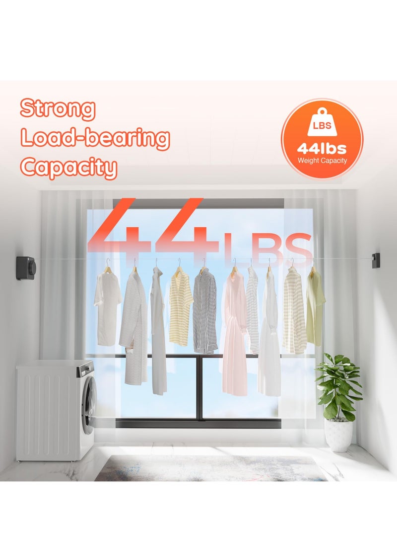 XiuWoo 4.2M Retractable Clothesline Indoor, Non-Sagging Outdoors Clothesline Retracting, Heavy Duty Retractable Clothes Drying Laundry Line, Wall Mounted Stainless Steel Line Gray  - Image 3