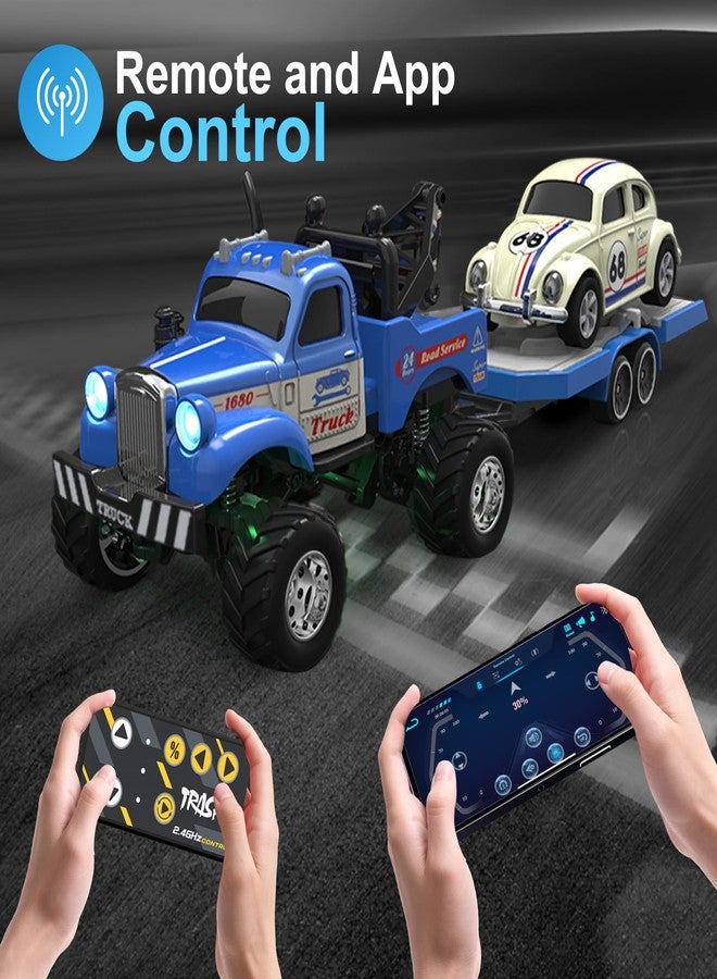 MOONTOY 1:64 Scale Mini Alloy Truck RC Car with LED Lights, 2.4Ghz Remote and App Control Toy Car, 3-Speed Adjustment Pocket Toy Car for Kids 4-8 Years and Adults (Black) - Image 3