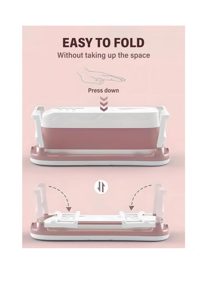 Big Portable bathtub with cover White/Pink with foam pillow 148 cm - Image 5