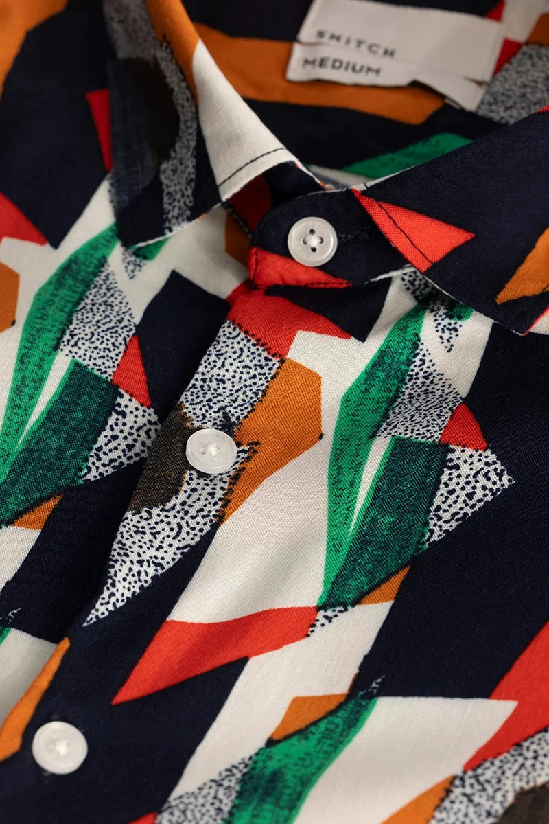 SNITCH Orange Slim Fit Abstract Shirt