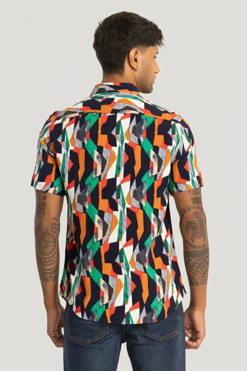 Snitch Orange Orange Slim Fit Abstract Shirt for Men | Best Price UAE