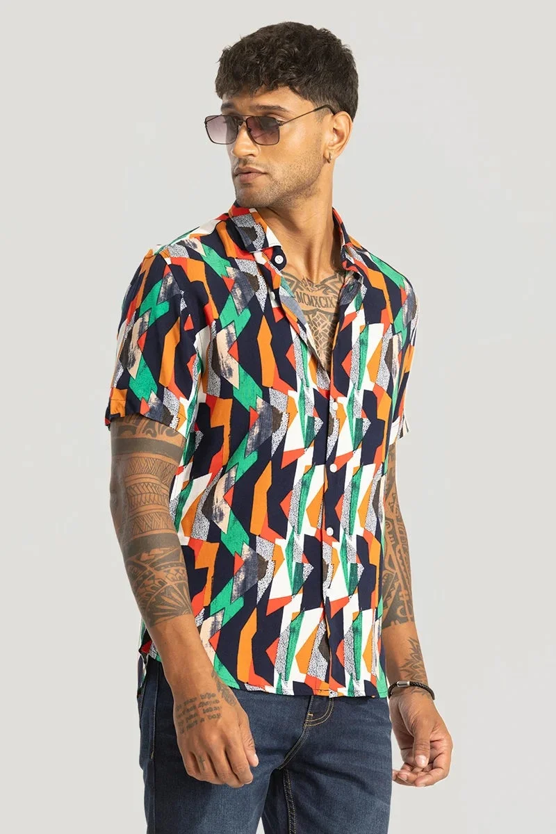 Snitch Orange Orange Slim Fit Abstract Shirt for Men | Best Price UAE