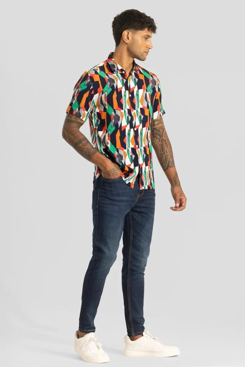 Snitch Orange Orange Slim Fit Abstract Shirt for Men | Best Price UAE