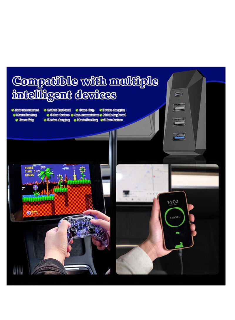 Y&D Glovebox USB Hub for Model 3/Y, Glove Box Docking Station Tesla Charger, Compatible 4-in-1 of Center Console Smart Sensor, Data Transferring Charging Music Games  - Image 4