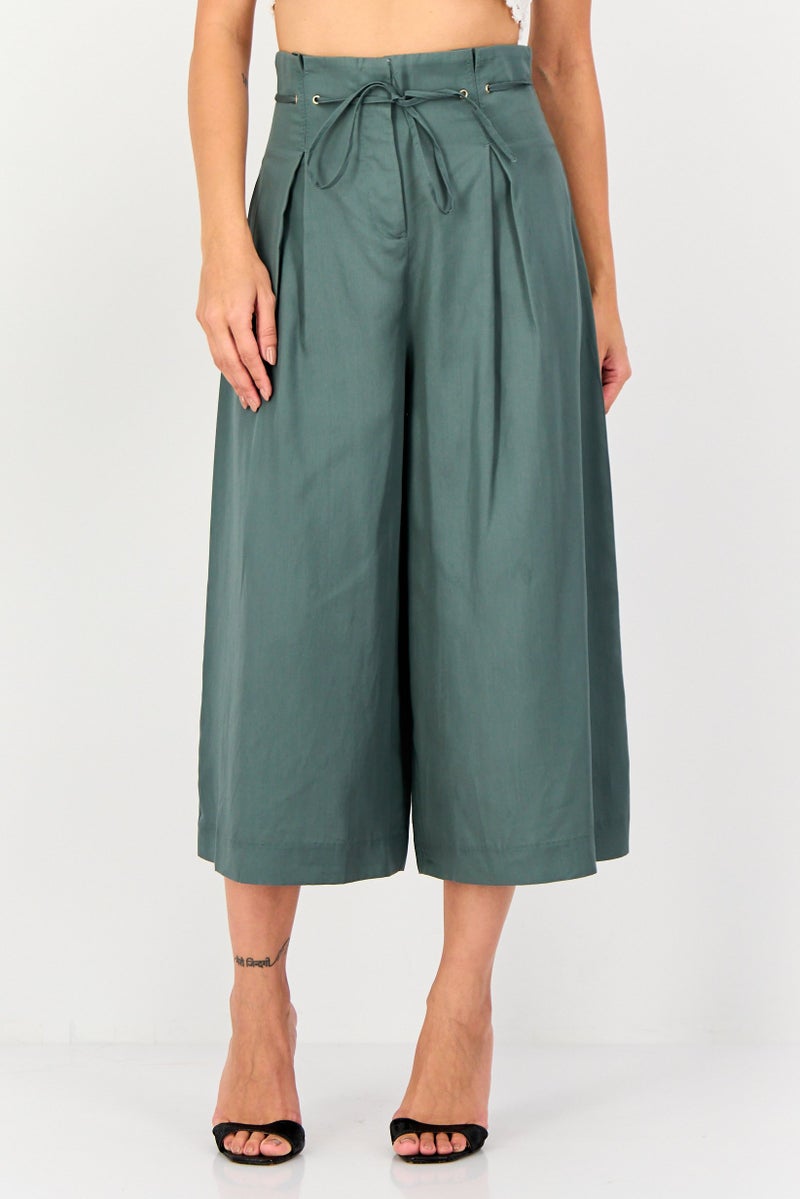 VERO MODA سروال نسائي عريض بقصة عادية، زيتوني - Image 1