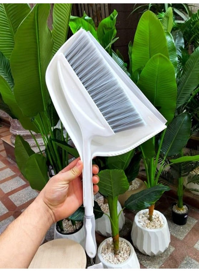 جاروف كبير مع فرشاة تنظيف بلاستيكية، تصميم عملي بمقبض مريح، بسعة كبيرة، رأس زاوي مائل وفرشاة واسعة لتسهيل جمع الغبار والأوساخ. - Image 2