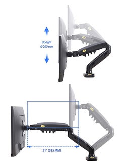 NB NORTH BAYOU NB North Bayou Computer Monitor Desk Mount Stand Full Motion Swivel with Gas Spring Arm Adjustable Height Tilt Angle for 17-30 Inch Screens VESA 75x75/100x100mm with Clamp, Grommet Mounting Base F80  - Image 2