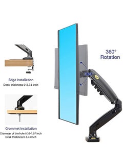 NB NORTH BAYOU NB North Bayou Computer Monitor Desk Mount Stand Full Motion Swivel with Gas Spring Arm Adjustable Height Tilt Angle for 17-30 Inch Screens VESA 75x75/100x100mm with Clamp, Grommet Mounting Base F80  - Image 5