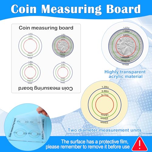 Pletpet 16Pcs Silver Coin Tester Kit, Coin Ping Tester for Resonance Testing and Size Comparison, Magnifying Glass/Hammer/Keychain/Measuring Board/Caliper/Bag/UV Light/Gloves/Protective Covers - Image 5