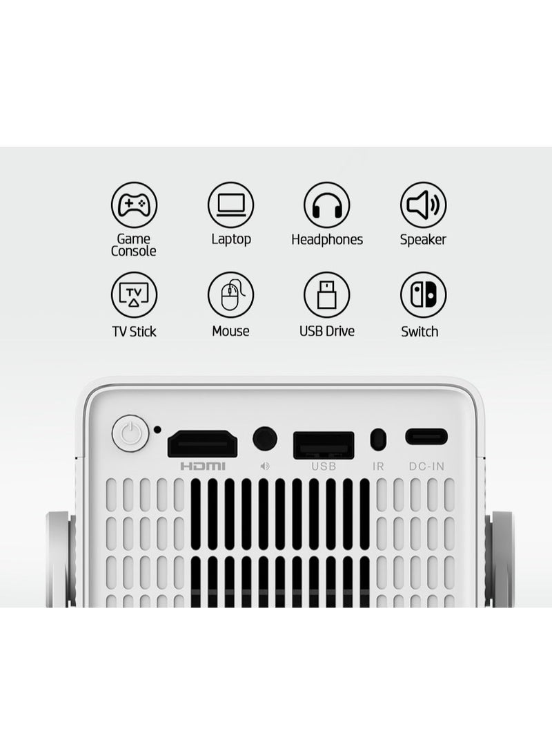 HP بروجيكتور ميرلين الذكي عالي الدقة 720p مع عرض الشاشة اللاسلكي لنظامي iOS و Android، شاشة 90 بوصة، تطبيقات مدمجة، اتصال واي فاي، تصميم محمول دوار – MC400 - Image 3