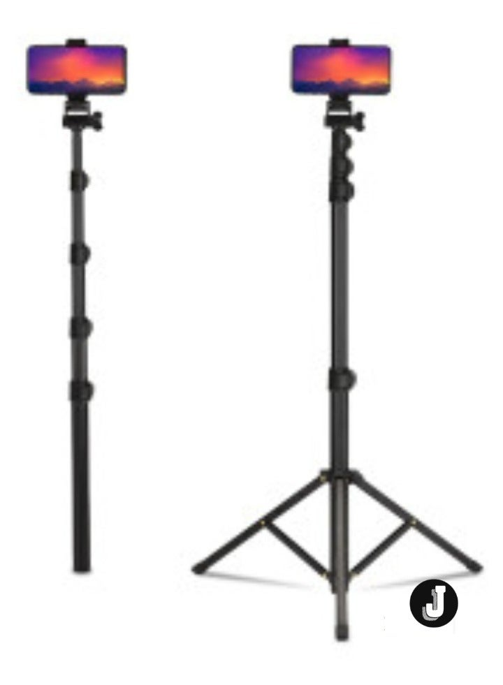 JAJEEK Aluminum Extendable Phone Tripod with Selfie Stick & Phone Clip – Adjustable, Lightweight & Sturdy for Vlogging, Selfies & Live Streaming  - Image 1