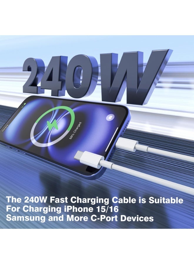 Walpck 240W USB type C To type-C Super Fast 2M Charging Cable for iPhone 15 Pro/15 Pro Max/15/15 Plus, iPad mini 6, MacBook Pro/Air, iPad Pro, Samsung S23+, Huawei P60, etc white - Image 2