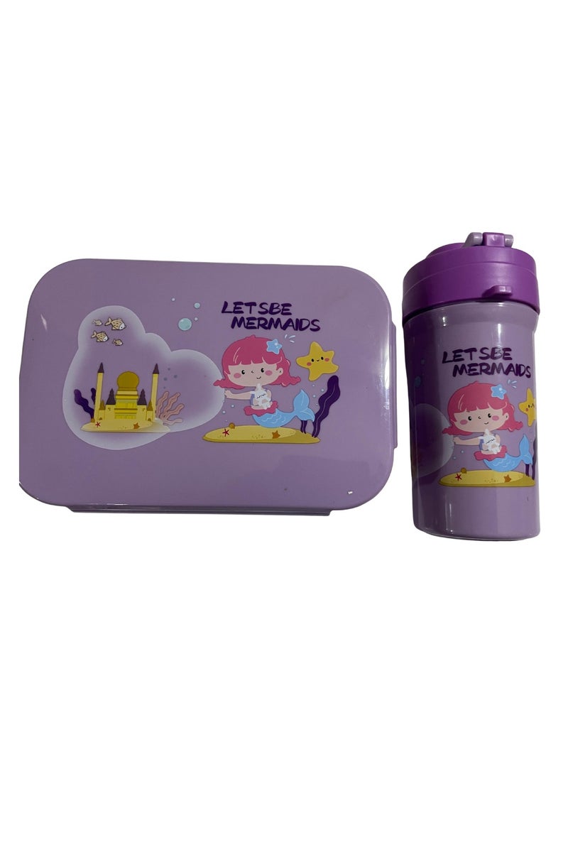 Kids’ Lunch Box + Water Bottle – Practical Design to Keep Food Fresh All Day – Purple